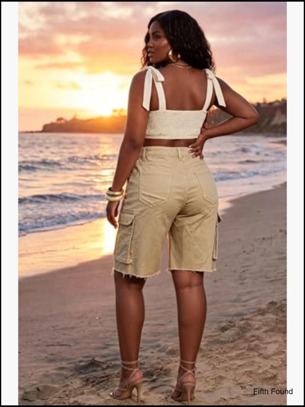Denim Shorts Women High Waisted Stretchy Cargo Jean Bermuda Raw Hem Baggy Jorts - Picture 5 of 7